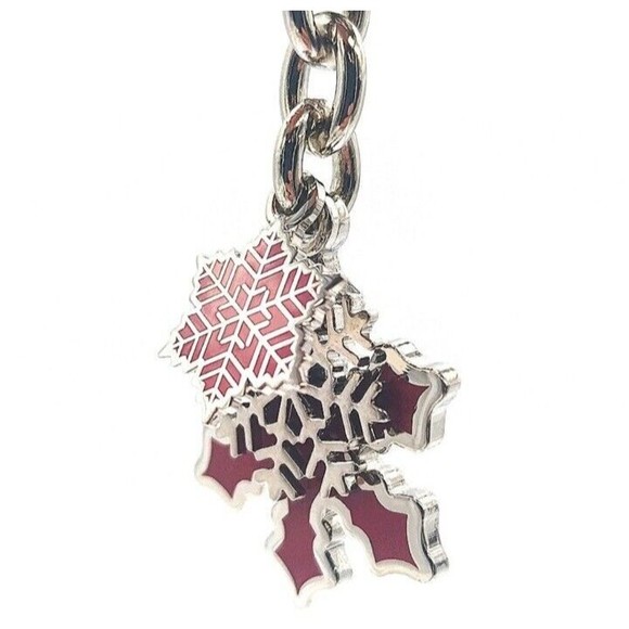 COACH Vintage Red Enamel Multi Snowflake Keychain Fob Purse Charm-#7322-Rare - Picture 2 of 5